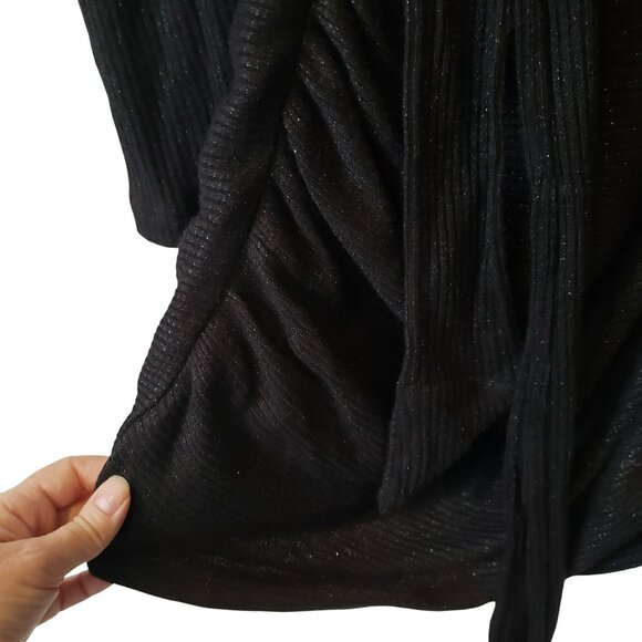 Sabina Musayev Black Metallic Ruched Dress Long Sleeve Party Holiday Fun Sexy - Picture 12 of 16